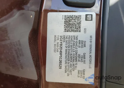 2023 Chevrolet Corvette Stingray 2Lt из США, поврежденный, VIN 1G1YB2D49P5126529